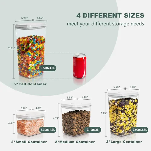 Miniatura 32 de Recipientes Herméticos Pop Apilables - Paquete de 2 Recipientes de Almacenamiento de Cereales con Tapas Herméticas, Recipientes Pop Up a Prueba