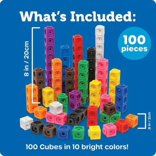 Miniatura 6 de Cubos MathLink de Learning Resources - Juego de 100 cubos, para niños de 5 años en adelante, actividades STEM, elementos manipulativos