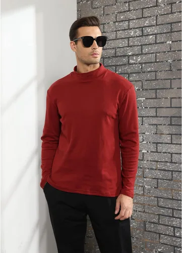 Miniatura 5 de Rela Bota Suéter de manga larga con cuello alto para hombre, diseño básico, elástico, ajustado