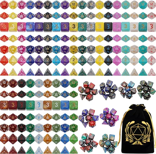 Miniatura 12 de Coyeekn Juegos de Dados DND, 10 X 7 Juegos (70 Piezas) Dados Poliédricos para Dungeons and Dragons RPG MTG D&D Juego de Mesa con 1 Bolsa Grande D4