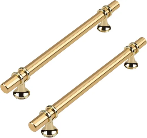 Miniatura 10 de Paquete de 5 Tiradores de Gabinetes de Cocina Níquel Cepillado y Oro Tiradores de Gabinetes 3-3/4 Pulgadas Tiradores Plateado Oro para Tocador Baño