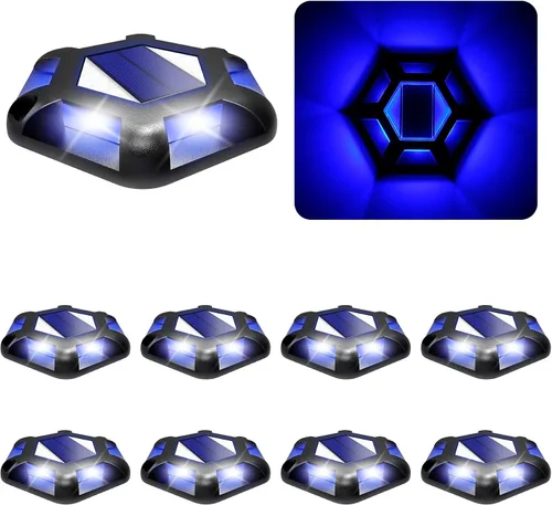 Miniatura 18 de Luces solares para muelle de entrada, 16 paquetes impermeables de 1200 mAh para exteriores, luces LED de aluminio para exteriores, luz de Azul