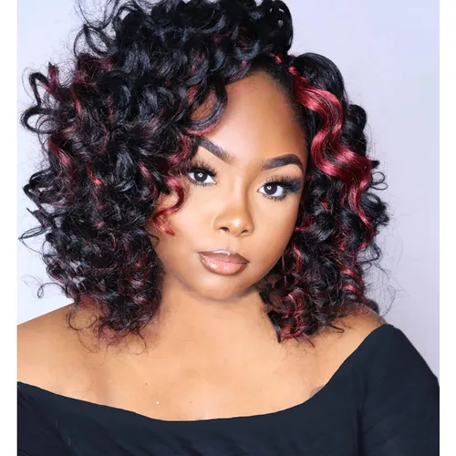 Miniatura 14 de Cabello de ganchillo con ondas oceánicas, 12 pulgadas, 8 paquetes de 3 tonos, cabello rizado de longitud media, rizado y ondulado profundo