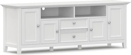 Miniatura 20 de SIMPLIHOME Amherst - Soporte de TV de transición de madera maciza de 72 pulgadas de ancho, estilo rústico marrón envejecido, para televisores