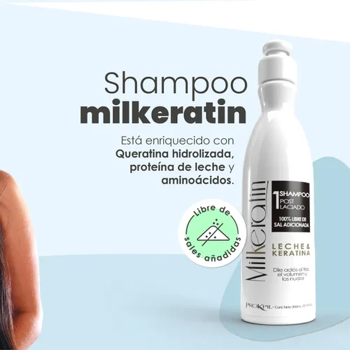Miniatura 2 de Prokpil Milkeratin Step 1 Champú sin sal Cuidado posalisado sin parabenos sin encrespamiento Champu Pos Laciado Libre de parabenos Sin Sal