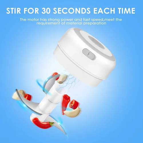 Miniatura 4 de Mini picadora eléctrica de ajo, procesador de alimentos portátil, picadora de verduras y cebolla, picadora de carne inalámbrica con carga USB