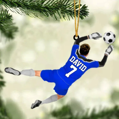 Miniatura 9 de Adorno de fútbol personalizado, adorno de Navidad de jugador de fútbol personalizado con nombre y número, regalo deportivo único para hombres