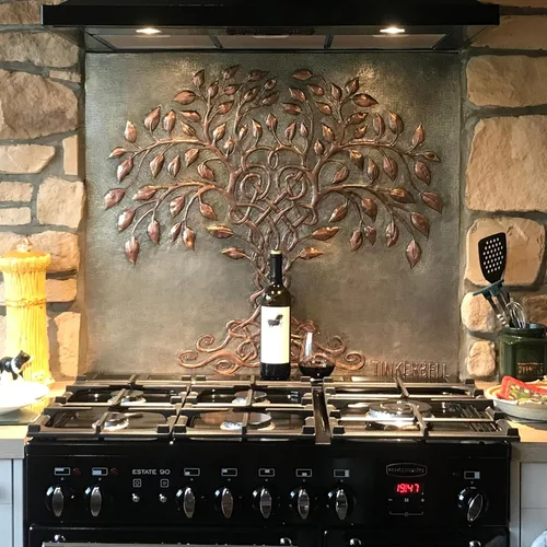 Miniatura 13 de Salpicaduras de Cocina, Salpicaduras de Cocina Árbol de la Vida Celta, Panel de Salpicaduras de Cobre Personalizable, Azulejo de Salpicaduras