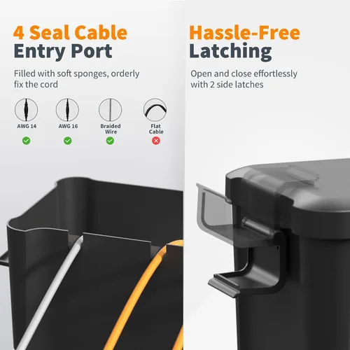 Miniatura 4 de Diivoo Cubierta de Cable de Extensión Mediana Resistente a la Intemperie, Protector de Enchufe Exterior Impermeable, Caja de Cable de Extensión