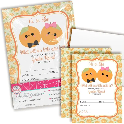 Miniatura 11 de Baby-Q BBQ Gender Reveal Invitaciones – 20 tarjetas temáticas de parrilla y picnic de 5 x 7 pulgadas con sobres, invitaciones de baby shower