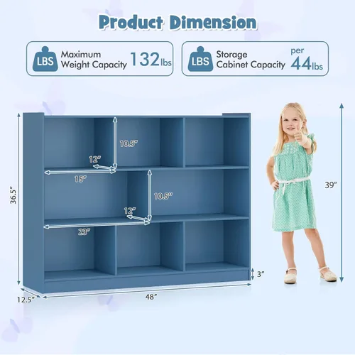 Miniatura 2 de HONEY JOY Organizador de almacenamiento de juguetes para niños, estante de almacenamiento de 8 secciones para preescolar, organizador de estante