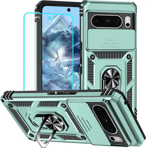 Miniatura 23 de HNHYGETE Funda para Pixel 6a con protector de pantalla HD, soporte giratorio de grado militar de 360° (resistente) a prueba de golpes para Google