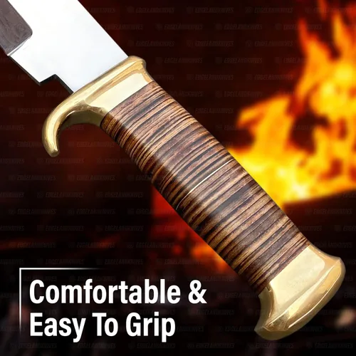 Miniatura 3 de Cuchillo Bowie grande con funda – Cuchillo Bowie gigante de 18 pulgadas, cuchillo de acero D2 resistente, hermoso cuchillo de hoja fija con mango