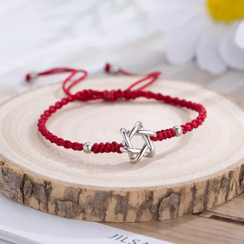 Miniatura 2 de Pulsera de cuerda roja con estrella de David para mujer, amuleto de la suerte, magen David, joyería, regalos de Navidad