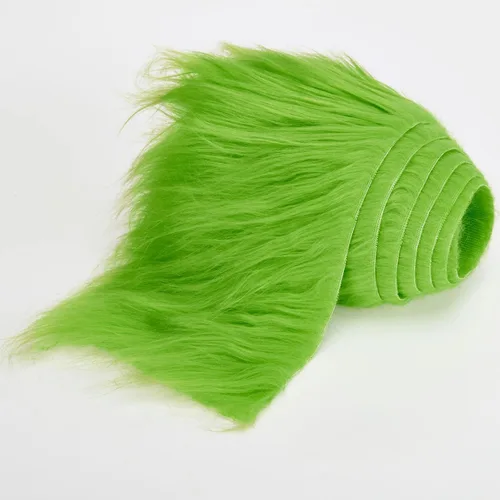 Miniatura 5 de Tiras precortadas de tela de piel sintética de felpa lanuda para gnomos, barba, cosplay, decoración enana (verde, 4 x 60 pulgadas)