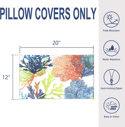 Miniatura 567 de Juego de 2 almohadas para exteriores de 16 x 16 pulgadas, repelentes al agua con interiores, para muebles de patio, hogar, jardín, geometría bohemia