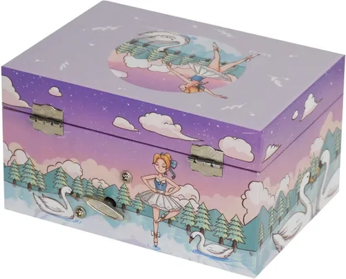 Miniatura 4 de LAxury Joyero musical de 5 pulgadas, diseño de cisne y bailarina, caja de joyería para niños, caja de joyería de bailarina, cajas de joyería