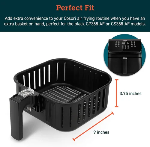 Miniatura 2 de COSORI Accesorios para freidora de aire, cesta original de repuesto de 5.8 cuartos de galón para freidora COSORI CP358-AF, CS358-AF, antiadherente