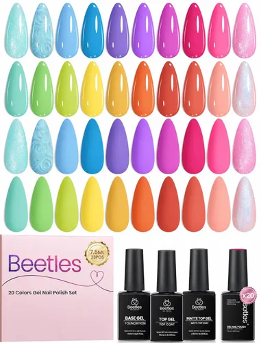 Miniatura 18 de Juego de esmalte de uñas de gel Beetles Cat Eye - 24 piezas, 20 colores de esmalte de uñas de gel con brillantina, cambia de color oscuro, kit