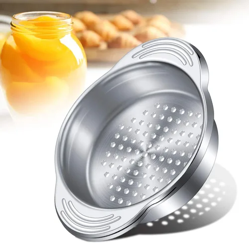 Miniatura 7 de Patelai Colador de latas de atún de acero inoxidable, tamiz de alimentos, tapa de prensa de metal, colador de enlatado, filtro de atún para frijoles
