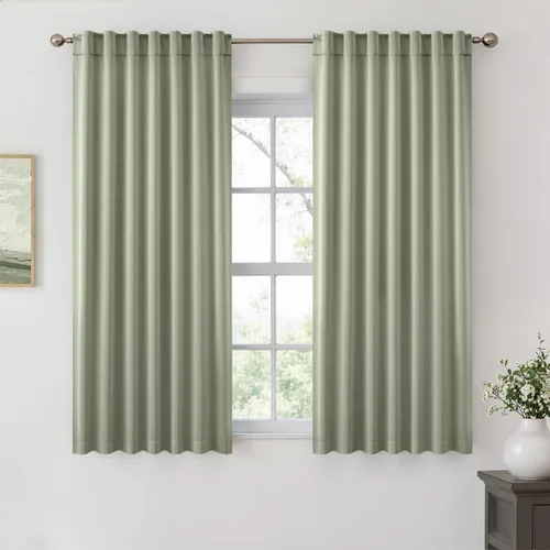 Miniatura 22 de ANRODUO Juego de 2 cortinas con bloqueo de luz del 99%, cortinas de 84 pulgadas de largo, cortinas negras para dormitorio, cortinas con aislamiento