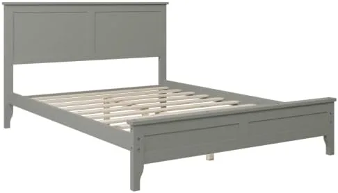 Miniatura 6 de anwickjeff Base de cama de tamaño matrimonial con cabecero y estribo, cama de plataforma de madera maciza blanca de estilo conciso moderno