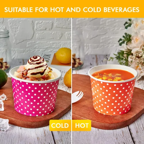Miniatura 4 de LITOPAK Paquete de 120 tazas de helado de 16 onzas, vasos desechables de postre para alimentos fríos o calientes, cuencos de postre de papel