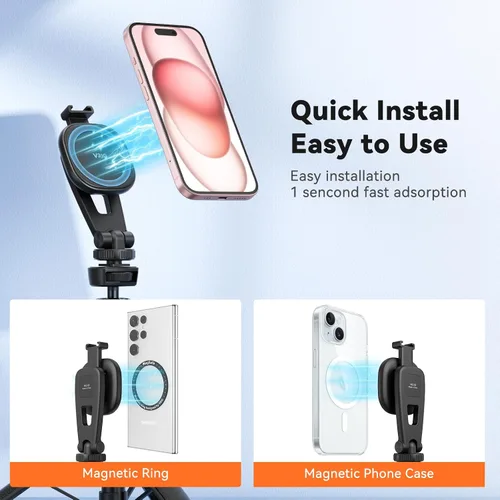 Miniatura 2 de VRIG - Trípode magnético para selfie stick de 21.6 pulgadas con control remoto inalámbrico, trípode extensible para teléfono Magsafe para iPhone 16