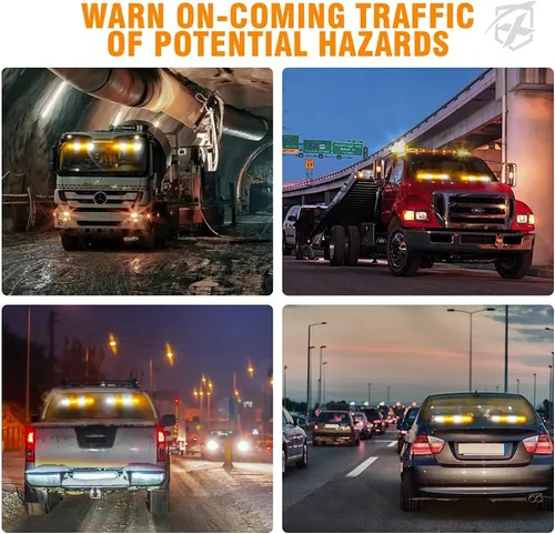 Miniatura 7 de Xprite Barra de luz estroboscópica LED blanca ámbar asesor de tráfico de emergencia dual con caja de control, luces intermitentes de advertencia