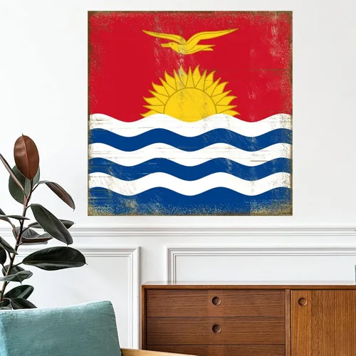 Calcomanías de pared con bandera nacional de Kiribati, mural patriótico de Kiribati, recuerdo de la ciudad del país, arte de pared, póster