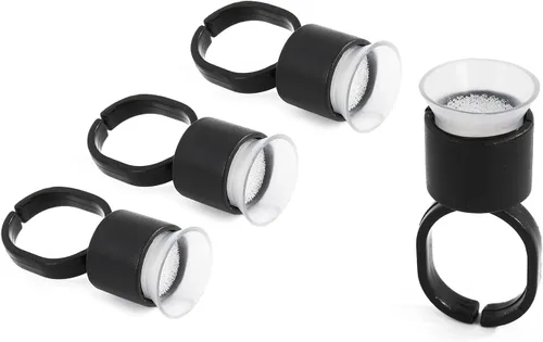 Miniatura 6 de KingWei KingWei - 50 anillos de tinta, 50 anillos de pegamento de pigmento microblading con cápsulas de tinta de esponja, extensiones de maquillaje