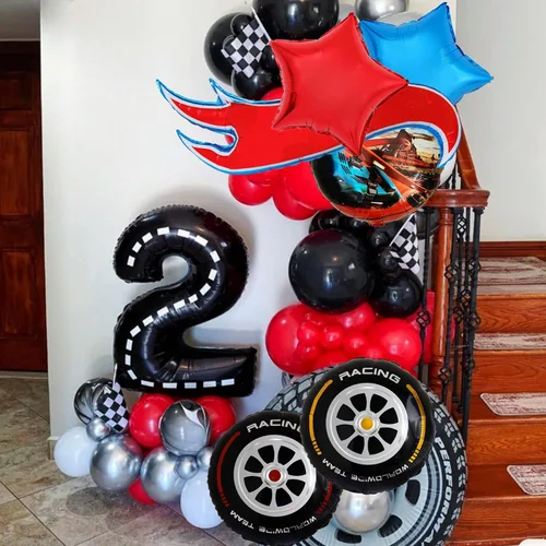 Miniatura 4 de 6 globos temáticos de autos calientes/decoración de fiesta de cumpleaños para baby shower