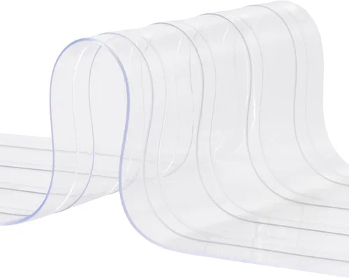 Miniatura 10 de VEVOR Tira de cortina, rollo a granel de 50 m de largo x 20 cm de ancho x 0,20 cm de grosor, tira de cortina de PVC acanalado transparente