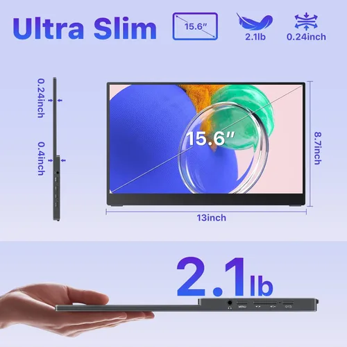 Miniatura 8 de VisionOwl Monitor portátil para laptop, IPS USB-C HDMI segundo monitor de viaje para MacBook Pro Air, PC, PS5, Xbox, segunda pantalla portátil