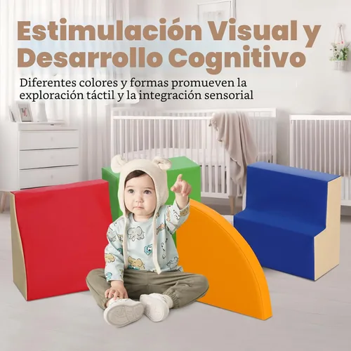 Miniatura 8 de TODIBY Juguetes de Escalada de Cuero PU Suave de 4 Piezas para Niños Pequeños, Bloques de Escalada de Espuma para Niños Pequeños, Conjunto de Juego