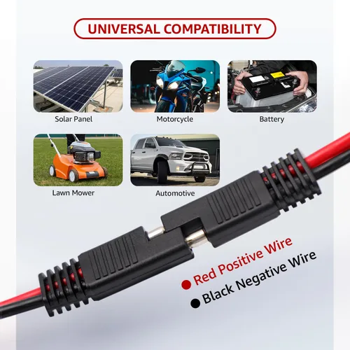 Miniatura 4 de MADCATZ Cable de extensión de conector SAE de 2 pines de 10 pies y 14 AWG, enchufe de desconexión rápida para automóviles, panel solar, batería