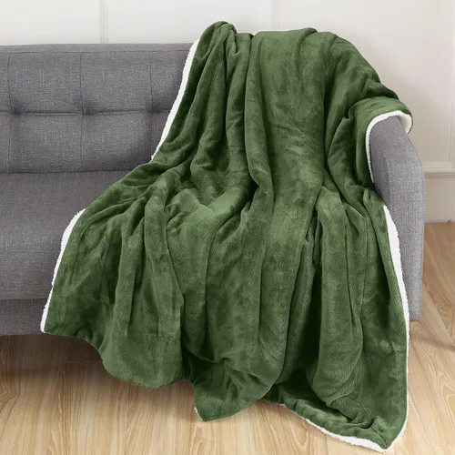 Miniatura 43 de Elegant Comfort Manta de Sofá Reversible de Sherpa Sólida, Manta para Todas las Estaciones - Súper Suave, Acogedora y Afelpada - Manta Decorativa