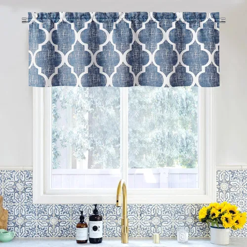 Miniatura 38 de Beauoop Cortinas 100% Opacas de 45 Pulgadas de Largo, 2 Paneles para Dormitorio, Sala de Estar, Gris Aqua Marroquí Geométrico, Oscurecimiento