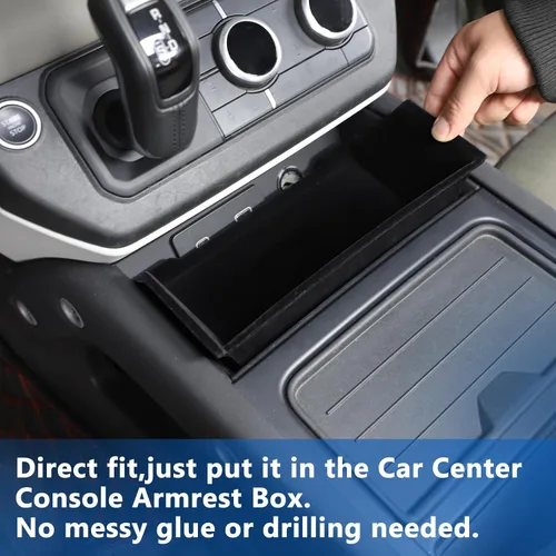 Miniatura 7 de YIWANG Para Land Rover Defender 90 110 2020-2022 Car Styling ABS negro caja de almacenamiento central de coche caja de teléfono Accesorios de coche