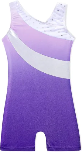 Malla para gimnasia de una pieza, con listones de colores, sin mangas, para niñas