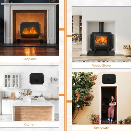 Miniatura 7 de SIMOND STORE - Fireback de 20 pulgadas para chimenea Placas de hierro fundido con patas para reflejo del calor, protección de pared y eficiencia