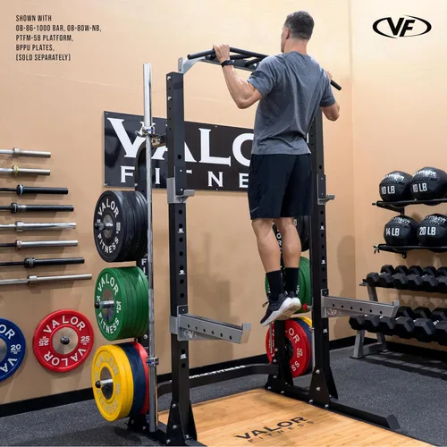Miniatura 9 de Valor Fitness Máquina de sentadillas de media rejilla - Estación de dominadas de agarre múltiple de 5 posiciones - Altura ajustable, almacenamiento