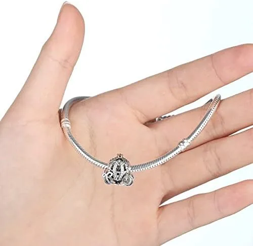 Miniatura 5 de BISAER Abalorio de plata de ley 925 con cuentas de cristal azul Hamsa para pulsera Pandora