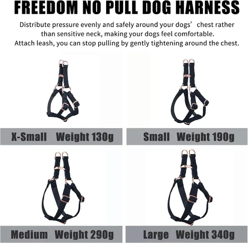 Miniatura 7 de Arnés de Cuero Suave Sin Tirones para Perro - Arnés Ajustable de Paso para Perro con Hebilla de Metal Resistente de Oro Rosa, Chalecos Halter