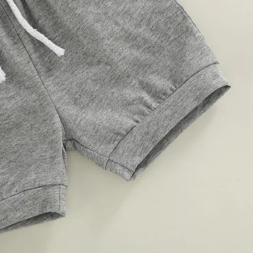 Miniatura 21 de Conjunto de ropa casual de manga corta con botones y pantalones cortos de lino para bebés y niños pequeños