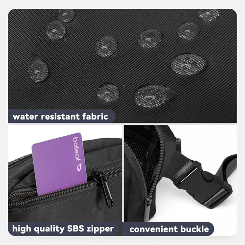 Miniatura 6 de BALEAF Riñonera cruzada para mujer, correa ajustable, resistente al agua, viajes, senderismo, entrenamiento, Negro -, Moda