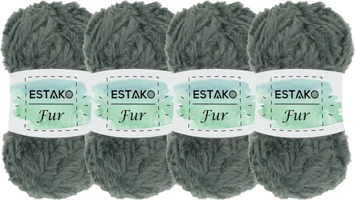 Miniatura 22 de Estako Piel 100% poliéster, suave, súper grueso, esponjoso, pelo sintético, hilo de tejer y ganchillo, 3.52 oz (100gr) 71 yardas (213.3 ft)