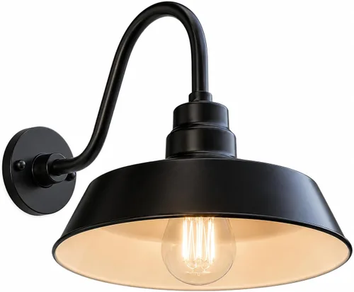 Miniatura 33 de 14 pulgadas. RLM Warehouse - Pantalla con brazo de cuello de cisne y bombilla Led A19 5000K de 9W