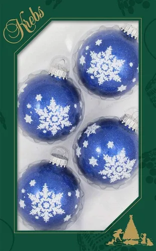 Miniatura 47 de Adornos de árbol de Navidad de vidrio - 67 mm/2.625" [4 piezas] Bolas decoradas de Adornos navideños sin costuras para colgar de Christmas by Krebs