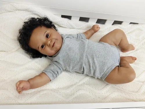 Miniatura 9 de Angelbaby Muñeca de Bebé Reborn Afroamericano Realista Niño Negro, 20 pulgadas de Vida Real Silicona Suave con Peso Sonrisa Muñeca de Bebé Recién